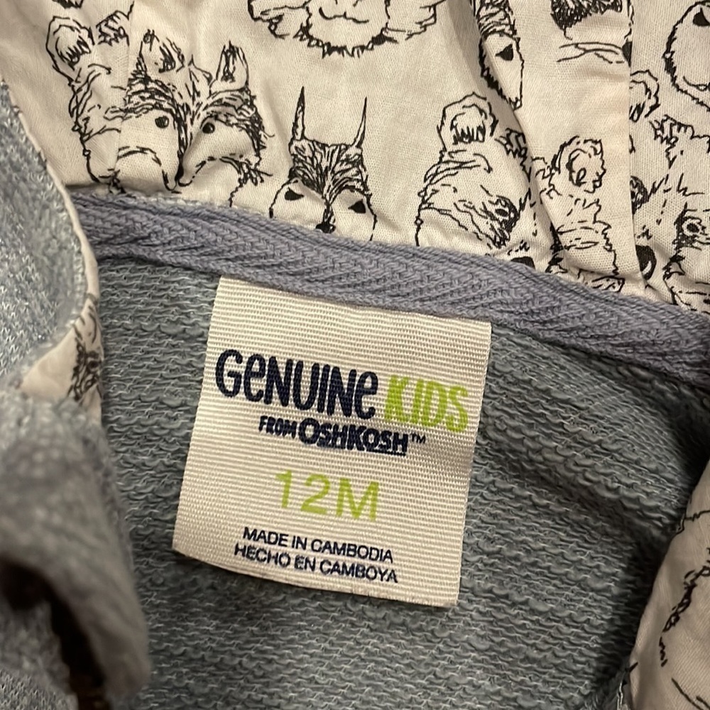 OSHKOSH B'GOSH 12 m zip up hoodie in good condition - Picture 3 of 4